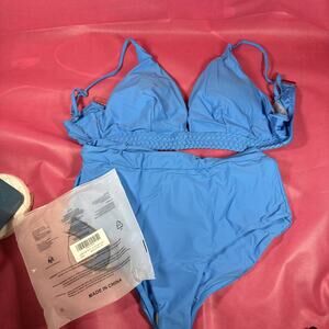 Jolefille High Waisted Blue Swimming Suit Size XL New Cute FF